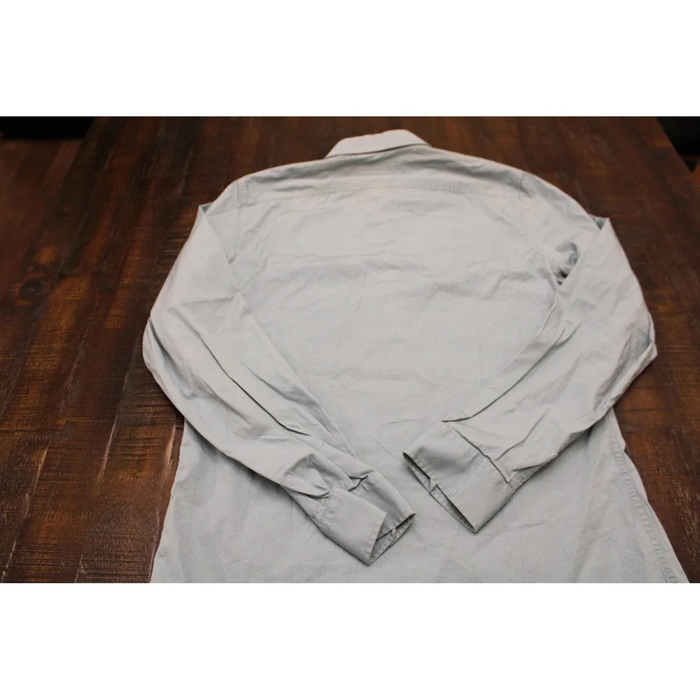 Gucci Shirt Mens 15.5 32 Blue Solid Slim Fit Dress Long Lightweight Uniform